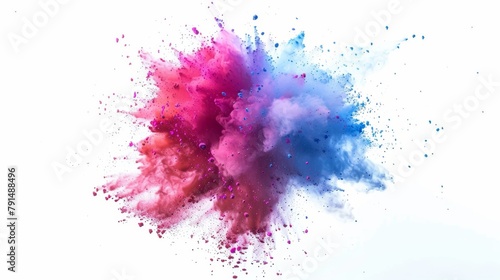 Vibrant explosion of pink and blue color powder in super slow motion