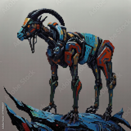 Goat cyborg. Vector illustr...