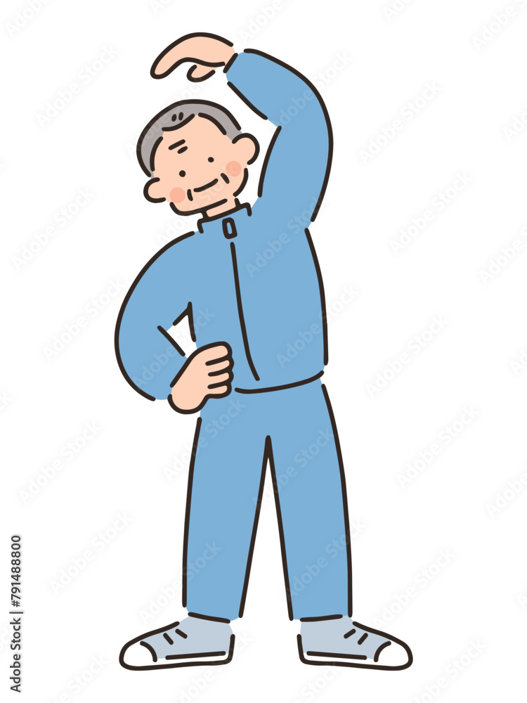 体操をするシニア男性のイラスト