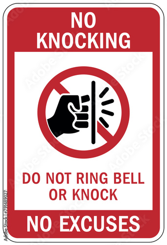 Do not knock the door warning sign