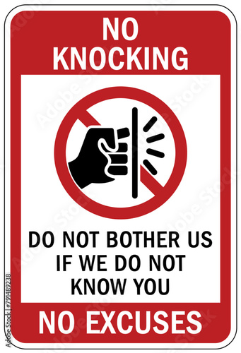 Do not knock the door warning sign