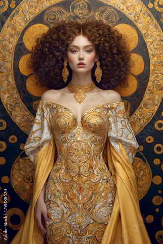 golden buddha statue in temple
portrait of a woman in a golden dress