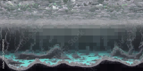 Underwater landscape. Aquatic background. Vector colorful illustration. Rectangular design.