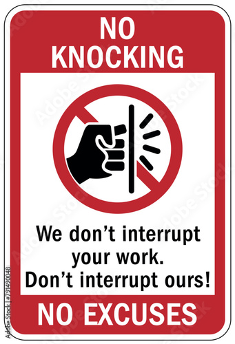 Do not knock the door warning sign