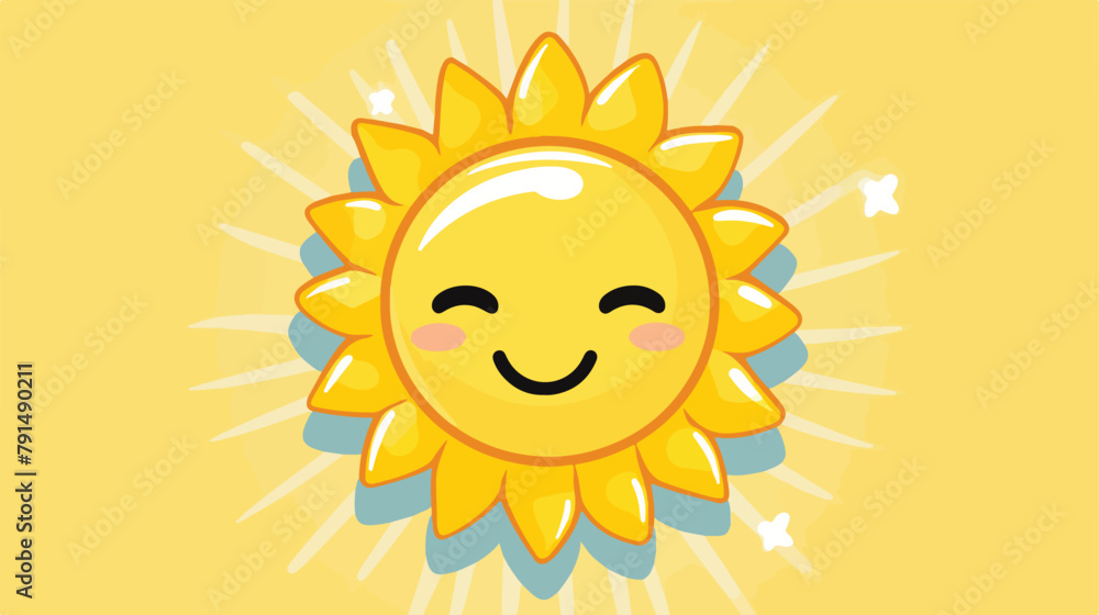 Cute sun sticker kawaii character icon vector illus