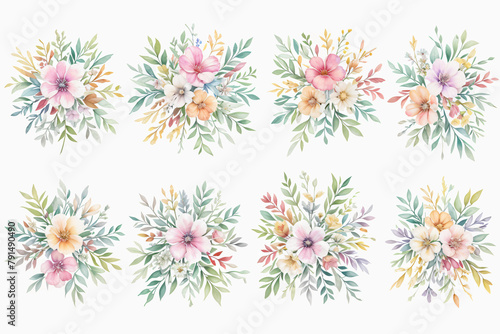 Set of Watercolor pink Wildflower, Wildflower Decoration for Mother's day card, weddings, wedding designs, wedding invitation. © Mango Monkey Design