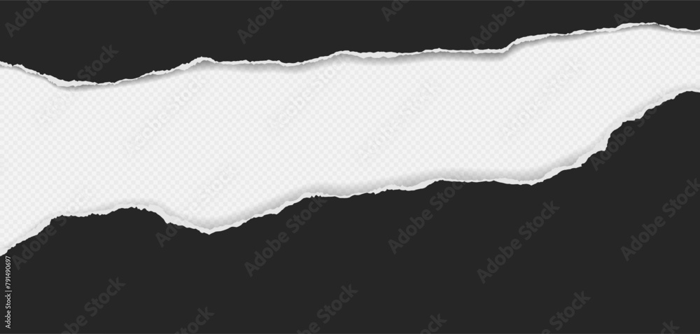 Black torn paper strips with soft shadow are on white background Vector illustration. Black torn paper strips with soft shadow are on white background Vector illustration.