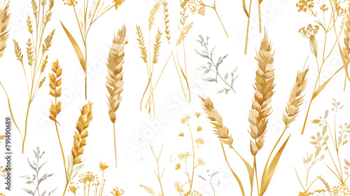 Cereal crops pattern. Seamless background