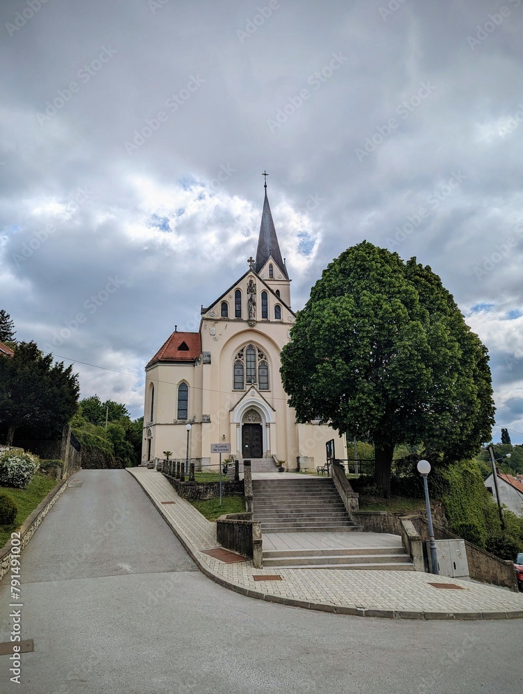 St. Nicholas church at Krapina city, Croatia, Hrvatsko zagorje, buildings and architecture background, religion