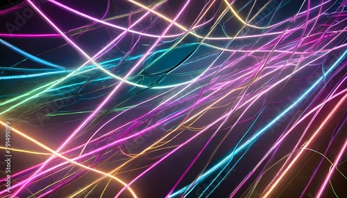 Electrifying Geometry: Abstract Neon Light Background Illuminated with Vibrant Lines texture 