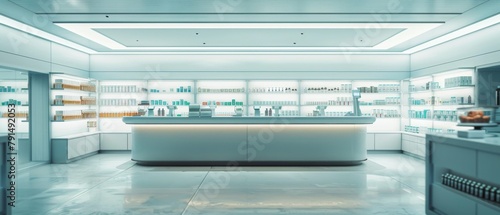 Modern Pharmacy Interior: Sterile and Streamlined © kilimanjaro 