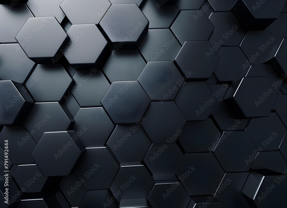 3d black background with hexagon pattern, high resolution, high quality, black color theme, depth of field, dark gray gradient in background 3d black background with hexagon pattern, high resolution, high quality, black color theme, depth of field, dark gray gradient in background