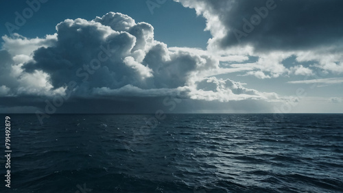 Night sea, seascape under the moon, night sky with clouds and moon above the water surface, 3d rendering

