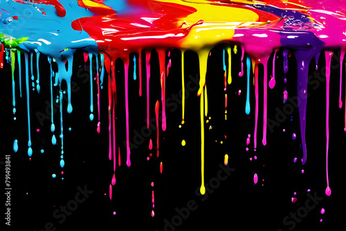 digital black background with dripped colorful paint