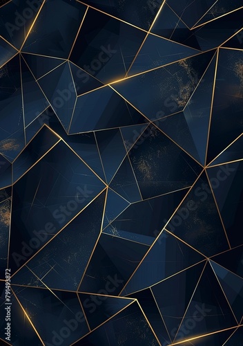 Dark blue background with golden lines, a dark geometric pattern for business presentation design