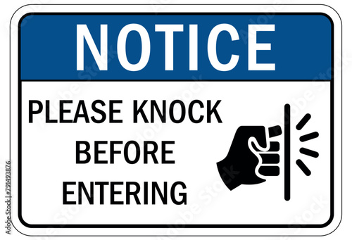Knock before entry sign