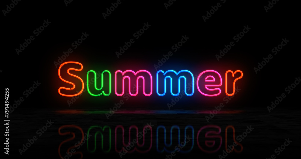 Obraz premium Summer neon light 3d illustration