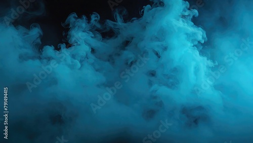 Smoke Cyan dark fog mist background. smoke cloud field dust Background