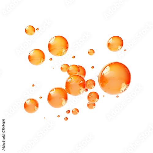 orange bubbles collagen isolated transparent, Generative AI