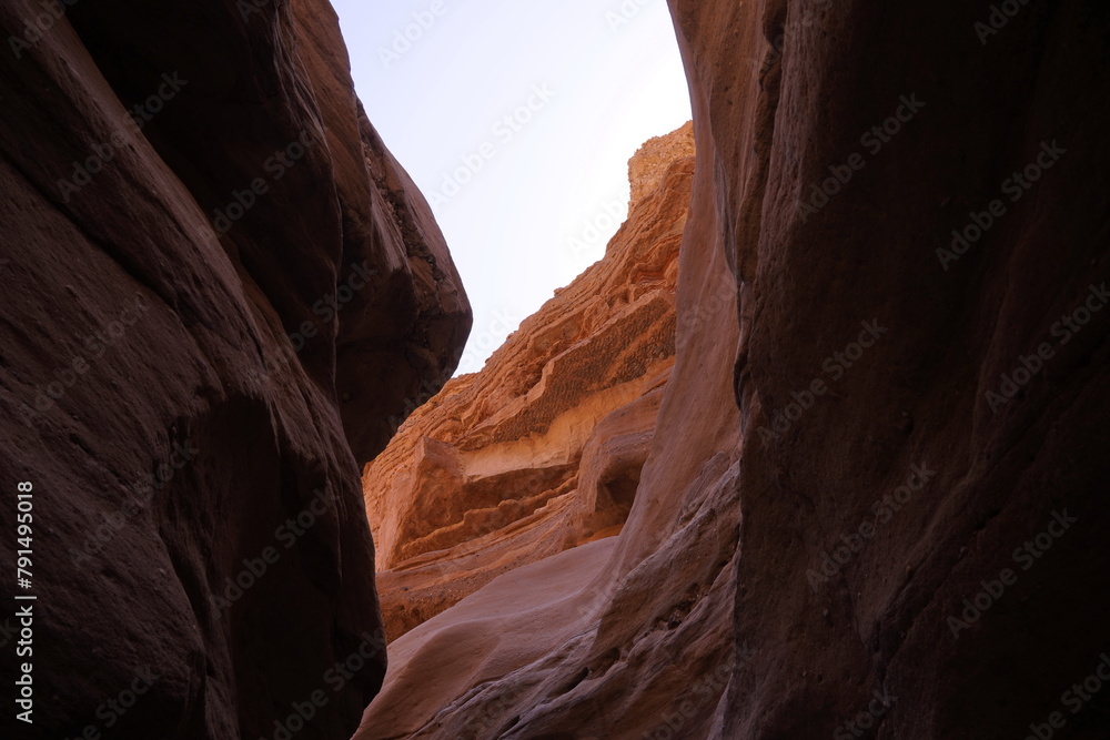 Stones with misterious sunlights in Red canyon,Israel, near Eilat