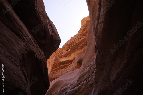 Stones with misterious sunlights in Red canyon Israel  near Eilat
