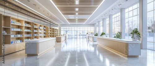 Modern Pharmacy Interior: Sterile and Streamlined