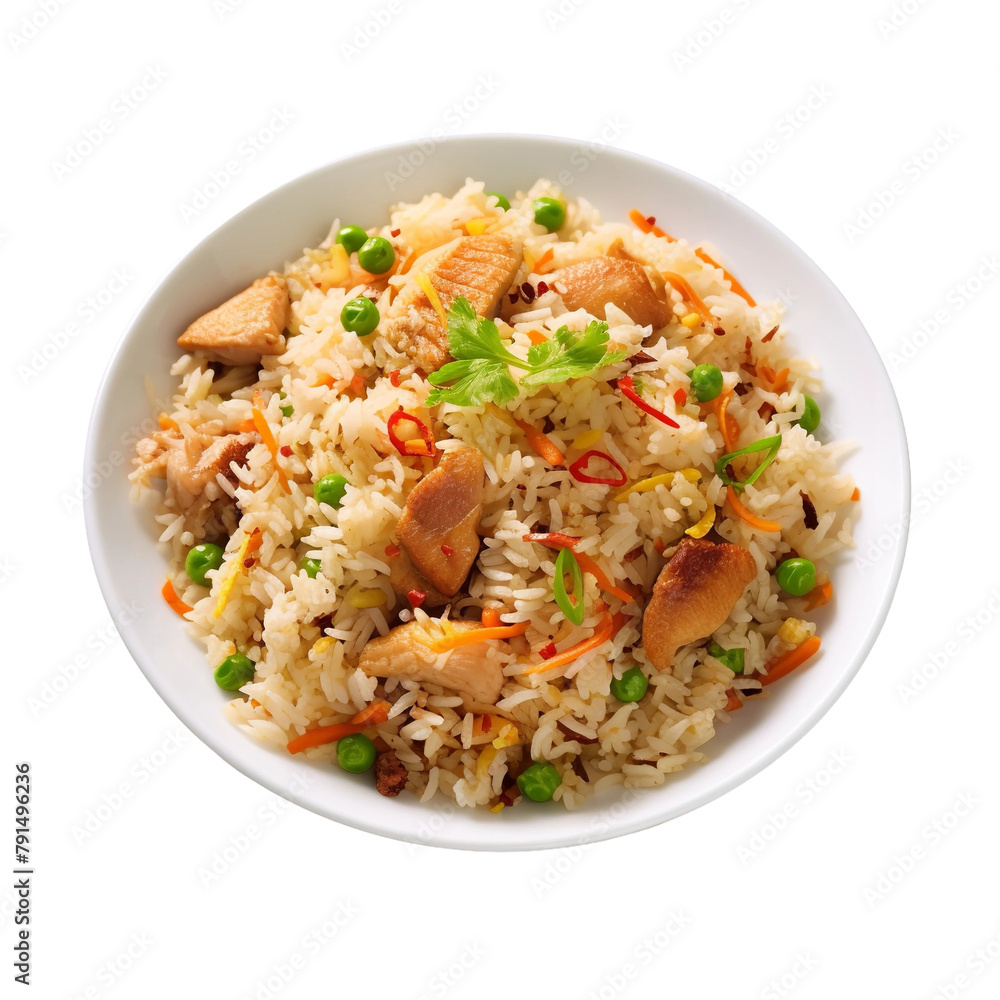 Delicious Salted Fish Fried Rice Isolated On White Background Delicious Salted Fish Fried Rice Isolated On White Background