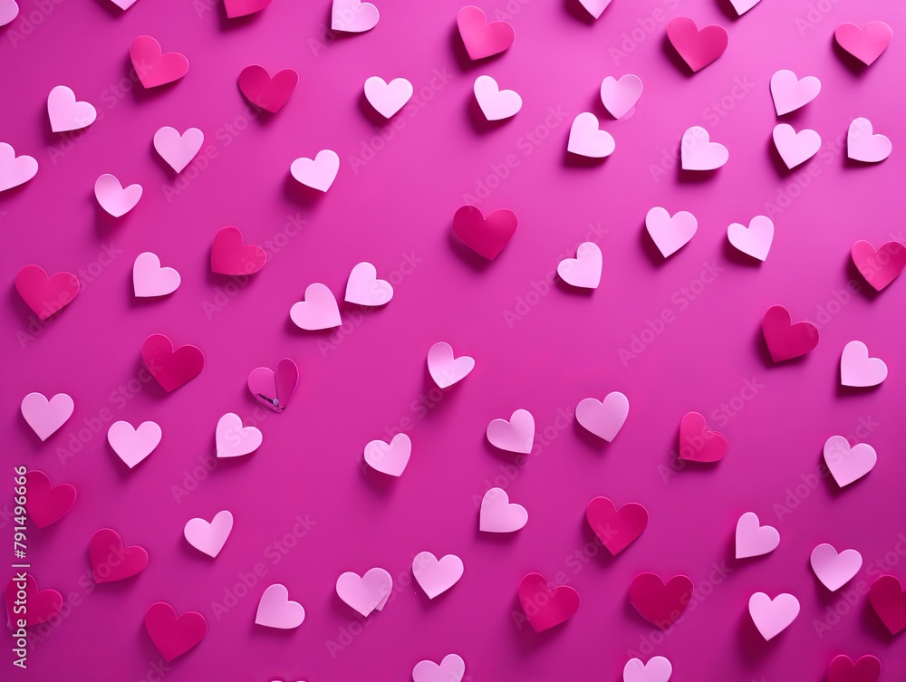 magenta hearts pattern scattered across the surface, creating an adorable and festive background for Valentine's Day