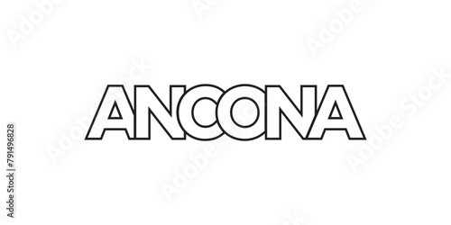 Ancona in the Italia emblem. The design features a geometric style, vector illustration with bold typography in a modern font. The graphic slogan lettering.