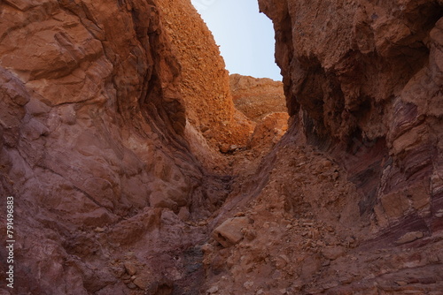Stones with misterious sunlights in Red canyon,Israel, near Eilat