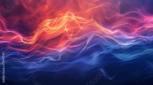 Abstract digital waves in vibrant hues embody the fusion of technology and artistry photo