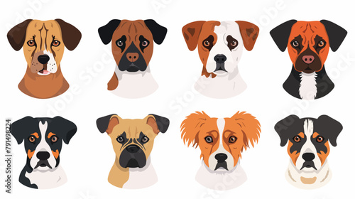 Cute dogs faces set. Funny puppies head portrait