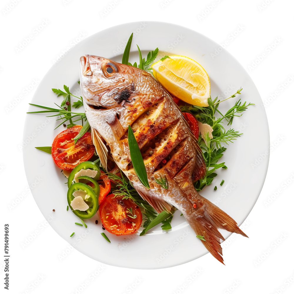 Tasty Santo Anto Spiced Snapper Isolated On White Background Tasty Santo Anto Spiced Snapper Isolated On White Background