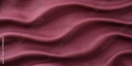 Maroon linen fabric with abstract wavy pattern. Background and texture for design, banner, poster or packaging textile product. Closeup. with copy space 