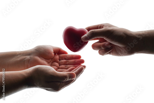 Adult hands giving a red heart, health care, organ donation, family life insurance, world heart day, world health day, praying concept
