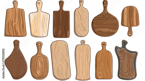 Cutting boards from wood. Rustic brown kitchen 