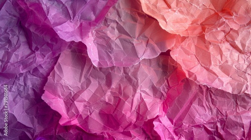 Crumpled paper against pink and purple backdrop