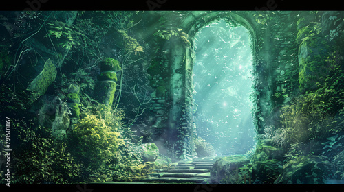 Gate to other world fantasy theme illustration