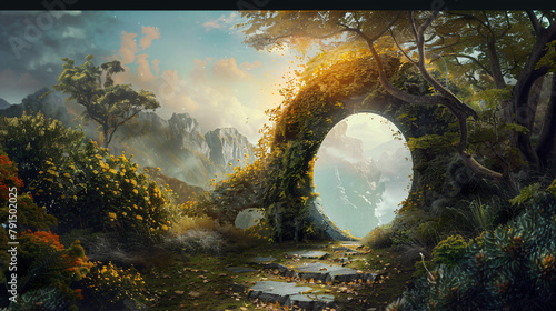 Gate to other world  fantasy theme illustration #791502025
