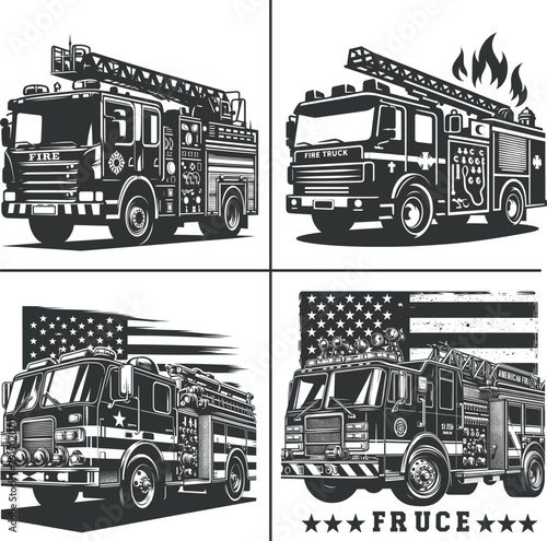 American Flag Fire Truck Vector File , Firefighter Vector, Firefighter Truck, fire truck silhouette fire truck, Firetruck Fireman SVG ,Maltese Cross Svg