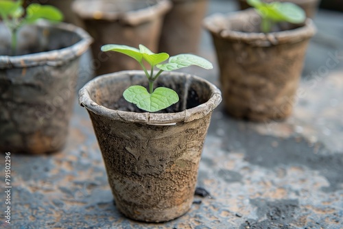 Biodegradable plant pots made from recycled materials, demonstrating sustainable farming practices.