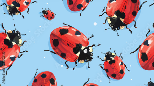 Ladybug seamless pattern texture background.