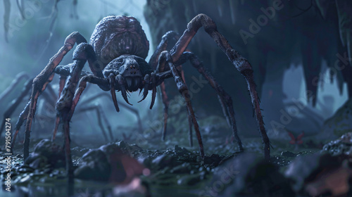 Giant spider scene 3D illustration © UsamaR