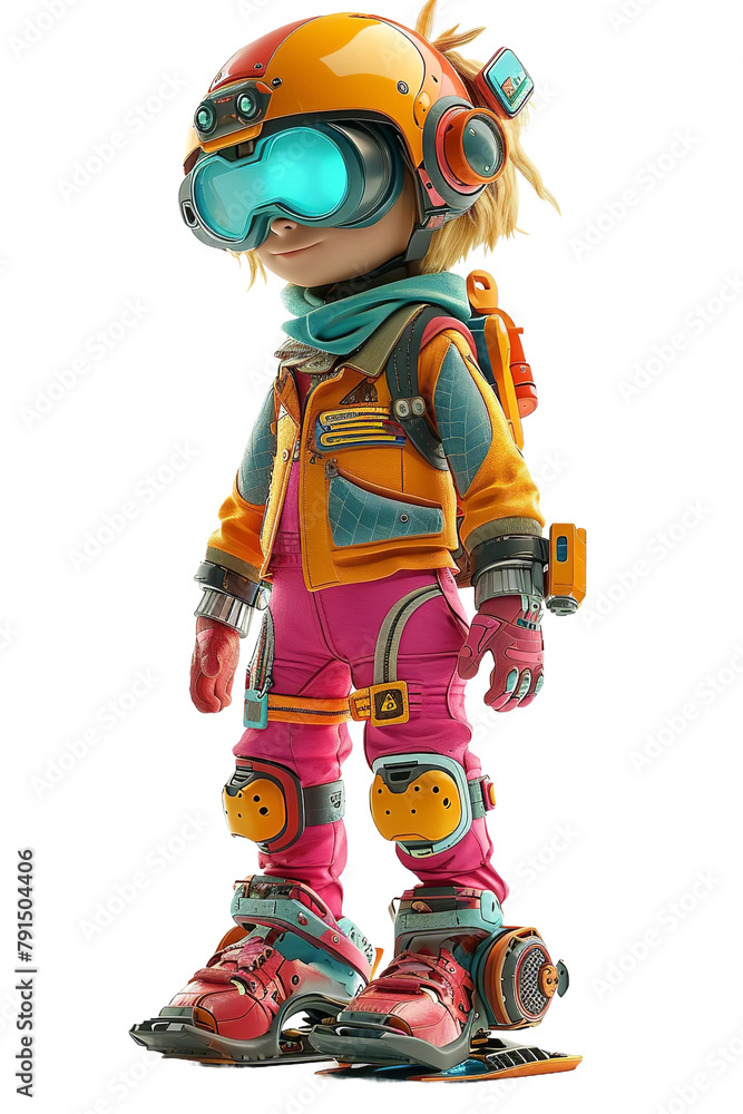 Amazing Hoverboard Rig Character Isolated On White Background Amazing Hoverboard Rig Character Isolated On White Background