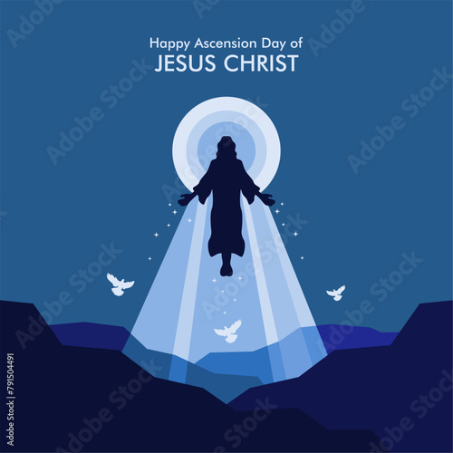 vector ascension day of jesus christ poster template