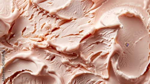 Close-up of pink creamy ice cream with ripples and gooey texture. photo