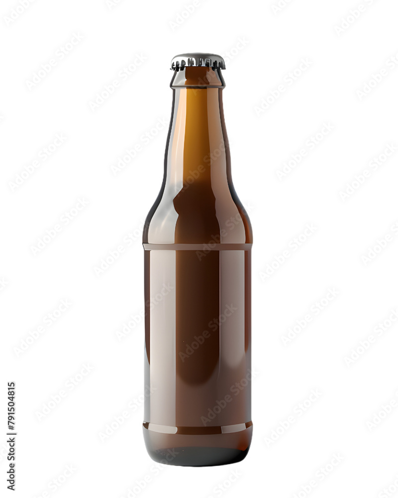 Brown bottle of beer mockup isolated on transparent background Brown bottle of beer mockup isolated on transparent background