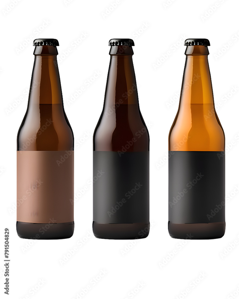 Brown bottle of beer mockup isolated on transparent background Brown bottle of beer mockup isolated on transparent background