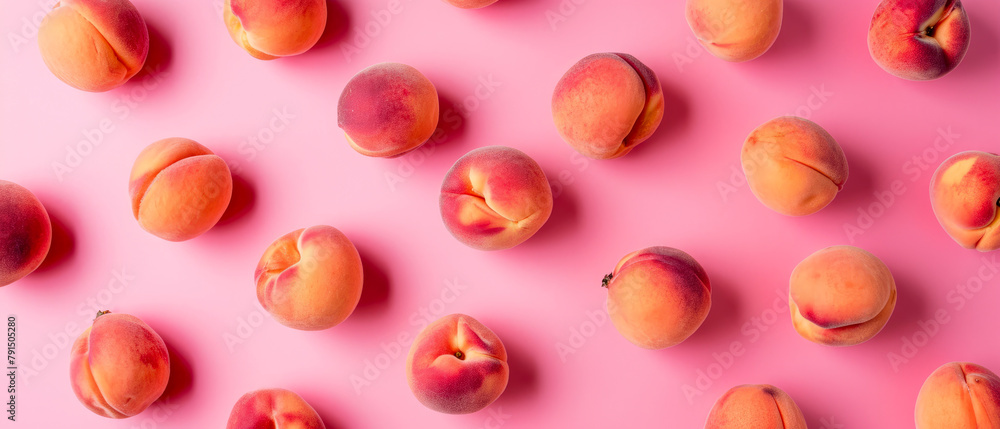 Layout with juicy peach on the pink background. Fruits mockup. peach fuzz. Generative ai Layout with juicy peach on the pink background. Fruits mockup. peach fuzz. Generative ai