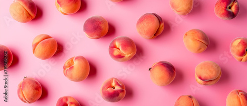 Layout with juicy peach on the pink background. Fruits mockup. peach fuzz. Generative ai